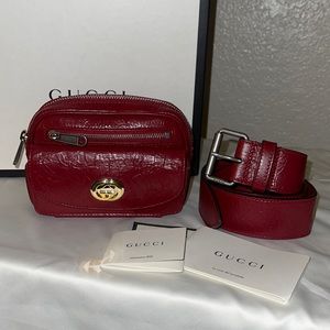 Authentic Gucci glazed calfskin Morpheus belt bag bum bag 70cm 70/28 adjustable